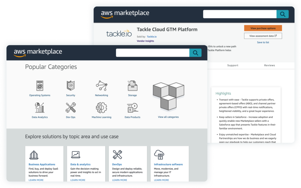 Tackle Platform on the AWS Marketplace Interface