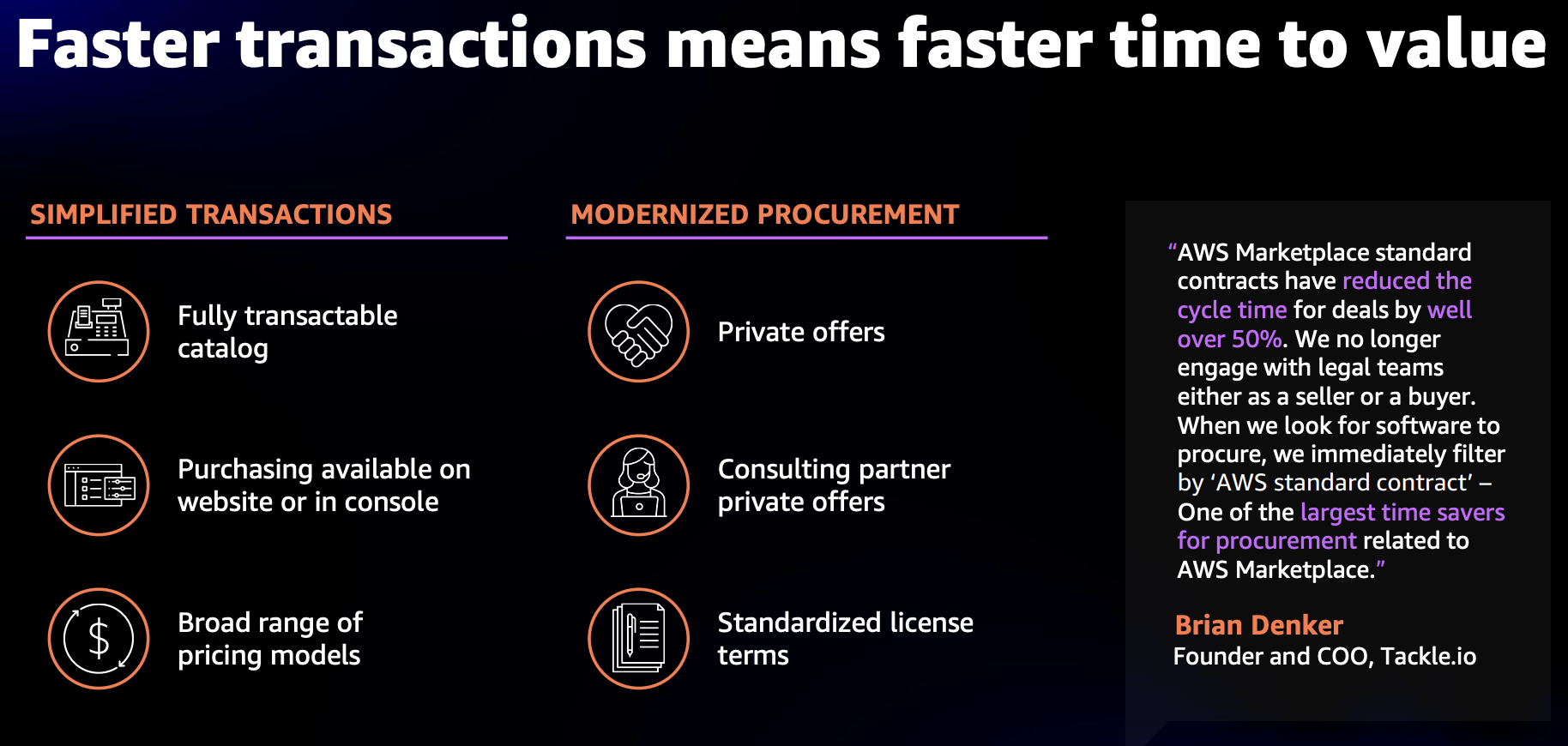Faster transactions means faster time to value