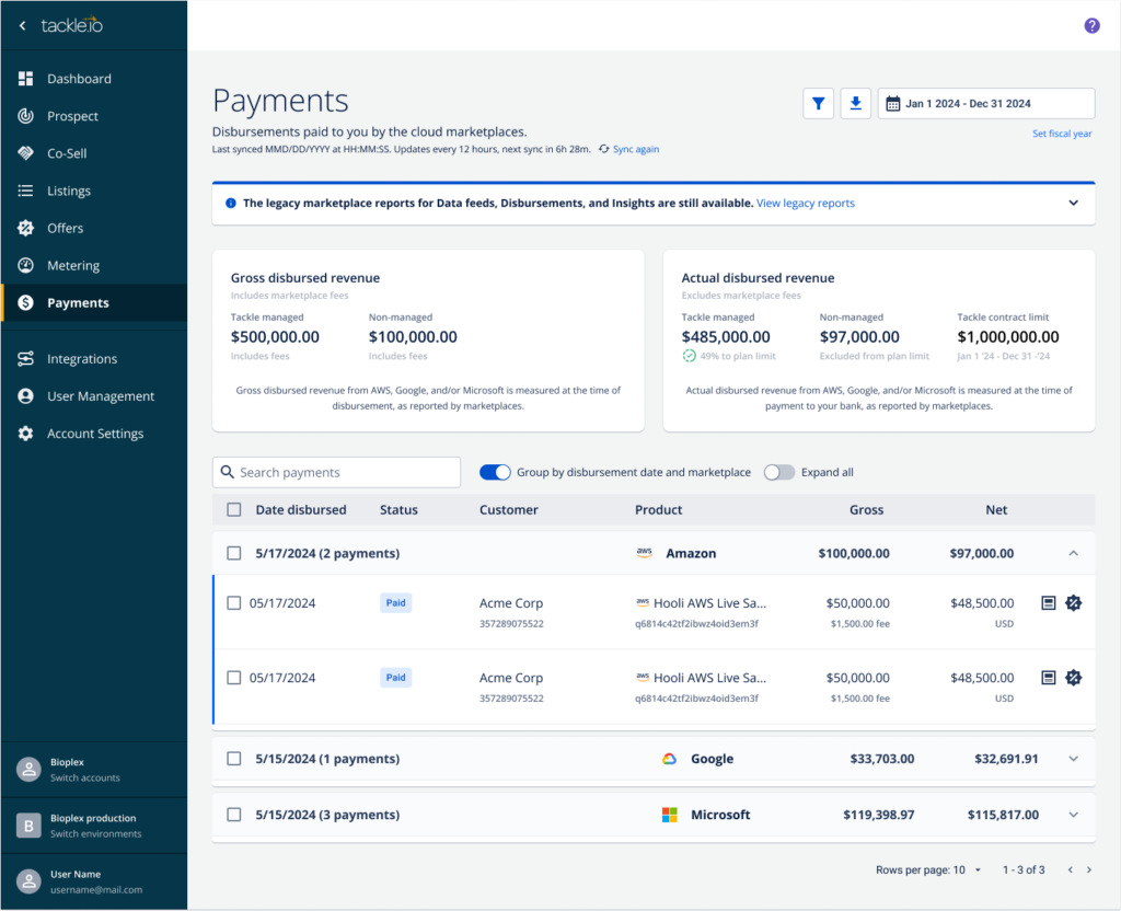 Tackle Payments Page